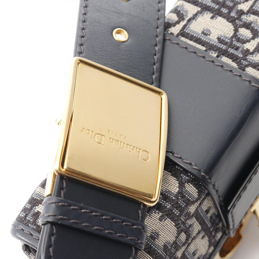 Dior Montaigne Oblique Shoulder Bag Canvas Leather Navy Blue Beige - Picture 8 of 8